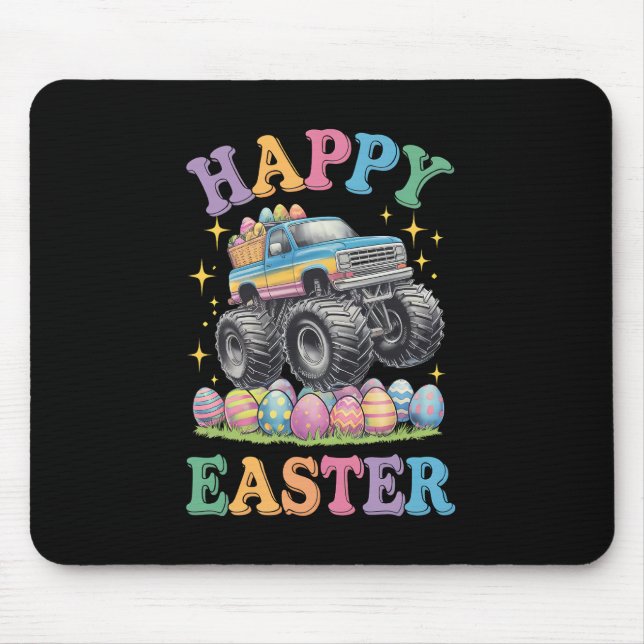 Happy Easter Funny Monster Truck Crush Eggs Mouse Pad (Front)
