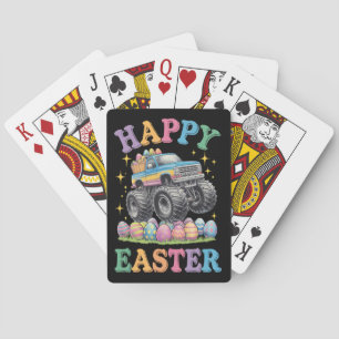 Happy Easter Funny Monster Truck Crush Eggs Playing Cards