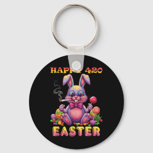Happy Easter Funny Smoking Easter Bunny Gift Men W Keychain