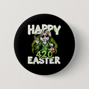 Happy Easter Funny Smoking Easter Bunny Men Women 2 Inch Round Button