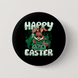 Happy Easter Funny Smoking Easter Bunny Men Women  2 Inch Round Button