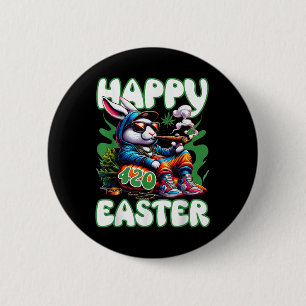 Happy Easter Funny Smoking Easter Bunny Men Women 2 Inch Round Button