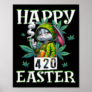 Happy Easter Funny Smoking Easter Bunny Men Women Poster