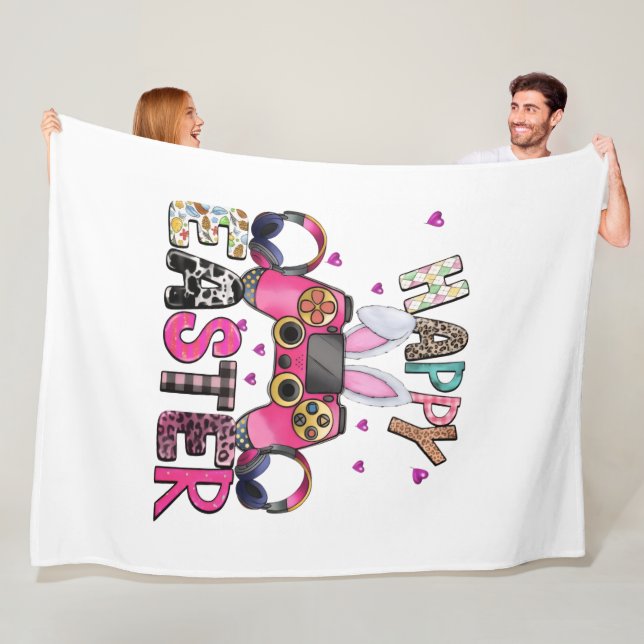 Happy Easter Gamer Video Game Controller Bunny Ear Fleece Blanket (In Situ)