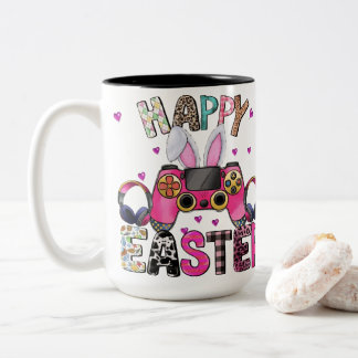 Happy Easter Gamer Video Game Controller Bunny Ear Two-Tone Coffee Mug