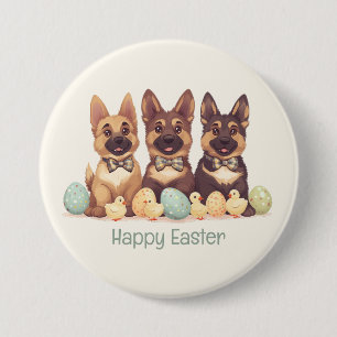Happy Easter German Shepherd Dogs 3 Inch Round Button