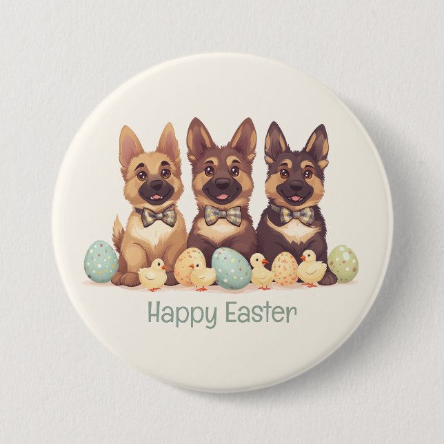Happy Easter German Shepherd Dogs 3 Inch Round Button (Front)