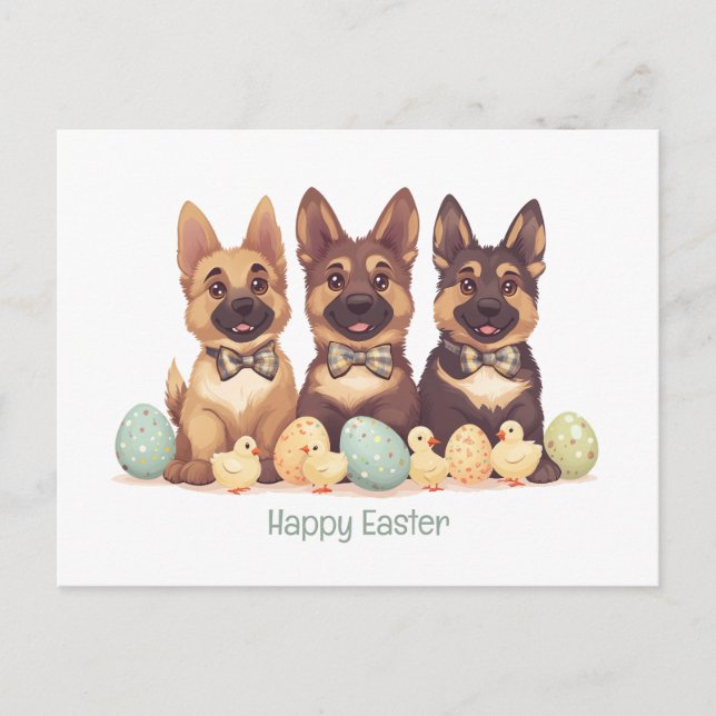 Happy Easter German Shepherd Dogs Holiday Postcard (Front)
