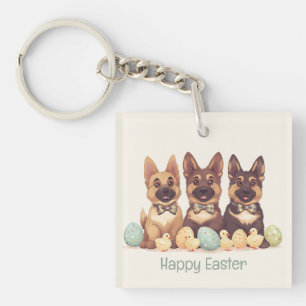 Happy Easter German Shepherd Dogs Keychain
