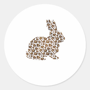 Happy Easter Gift Leopard Print Pattern Bunny Rabb Classic Round Sticker