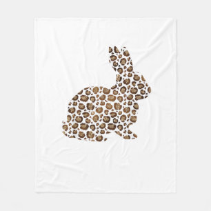 Happy Easter Gift Leopard Print Pattern Bunny Rabb Fleece Blanket