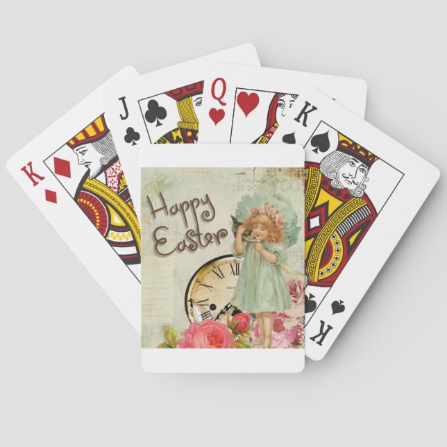 happy easter girl playing cards (Back)