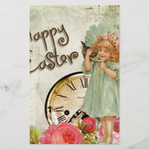 happy easter girl stationery