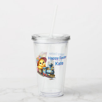 Happy Easter Girls Train Acrylic Tumbler