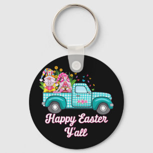 Happy easter gnome couple bunny egg hunt withHappy Keychain