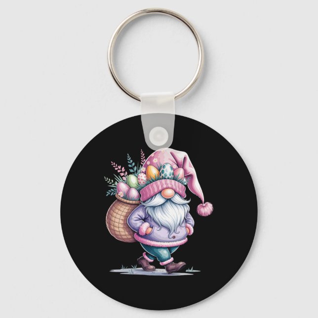 Happy Easter Gnome Easter Eggs Bunny Happy Easter  Keychain (Front)