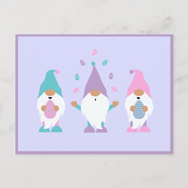 Happy Easter Gnome Juggling Easter Eggs Postcard (Front)