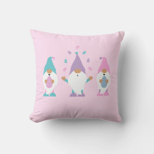 Happy Easter Gnome Juggling Easter Eggs Throw Pillow