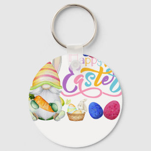 happy easter gnome, retro, vintage keychain