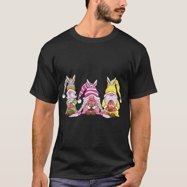 Happy Easter gnomes with Bunny ears Egg Hunting Ea T-Shirt (Front)