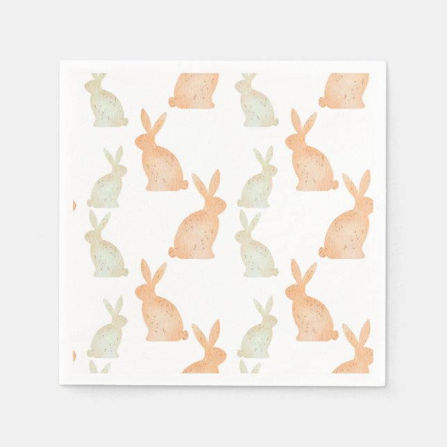 Happy Easter - Gold Bunny's pattern Napkin (Front)