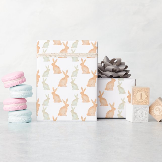 Happy Easter - Gold Bunny's pattern Wrapping Paper (Baby Shower)