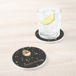 Happy Easter Gold Disco Ball Coaster