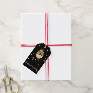 Happy Easter Gold Disco Ball Gift Tags