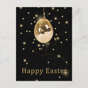 Happy Easter Gold Disco Ball Holiday Postcard