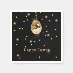Happy Easter Gold Disco Ball Napkin