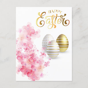 Happy Easter Gold Eggs Personalize  Postcard