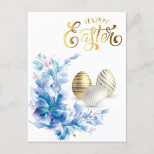 Happy Easter Gold Eggs Personalize  Postcard