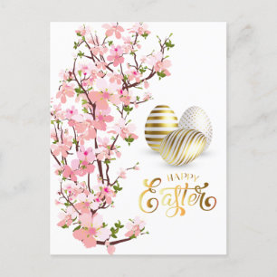 Happy Easter Gold Eggs Personalize  Postcard