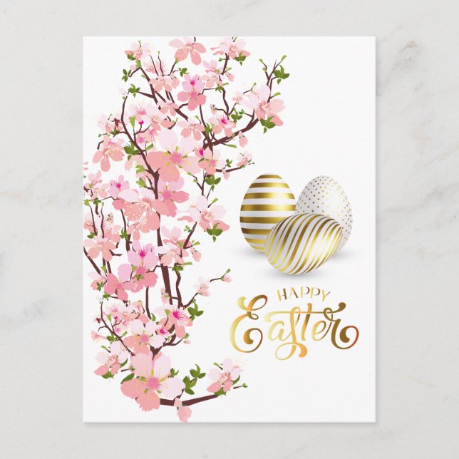 Happy Easter Gold Eggs Personalize  Postcard (Front)