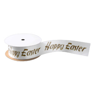 Happy Easter Gold Glitter Text Typography Elegant Satin Ribbon