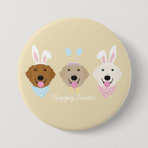 Happy Easter Golden Retriever Dogs 3 Inch Round Button