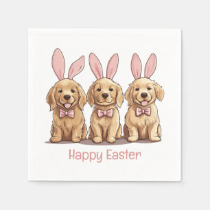 Happy Easter Golden Retriever Dogs Bunny Ears Napkin