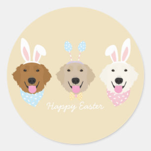 Happy Easter Golden Retriever Dogs Classic Round Sticker