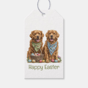 Happy Easter Golden Retriever Dogs Easter Basket Gift Tags