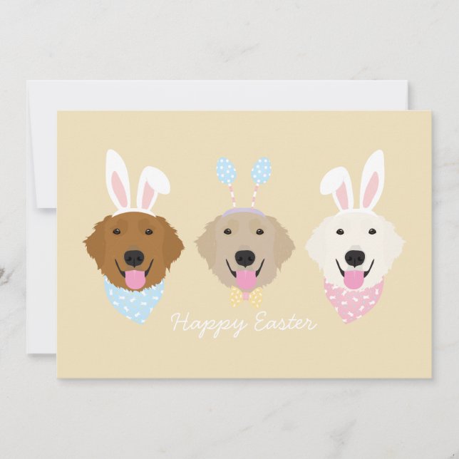 Happy Easter Golden Retriever Dogs Holiday Card (Front)
