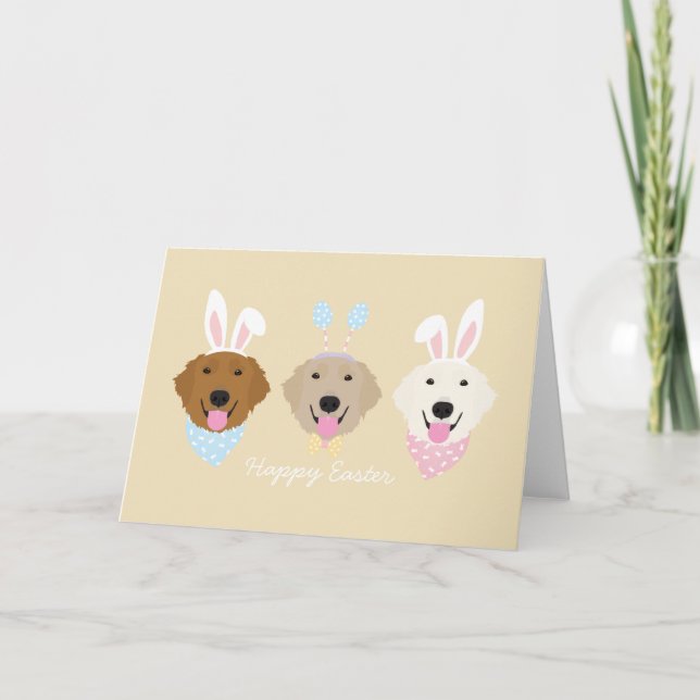 Happy Easter Golden Retriever Dogs Holiday Card (Front)