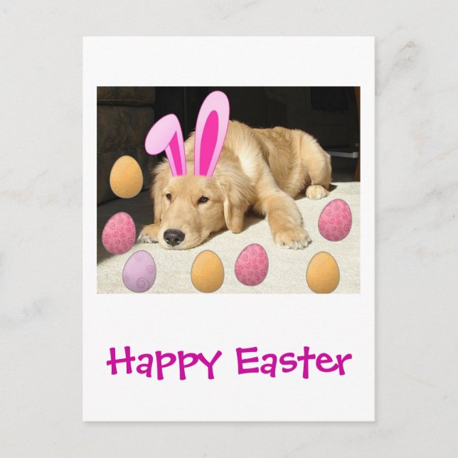Happy Easter Golden Retriever Holiday Postcard (Front)