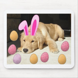 Happy Easter Golden Retriever Mouse Pad