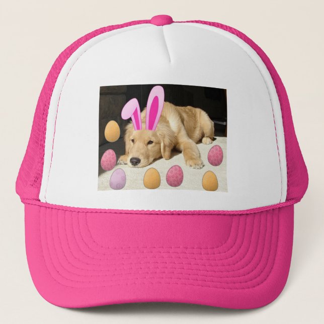 Happy Easter Golden Retriever Trucker Hat (Front)