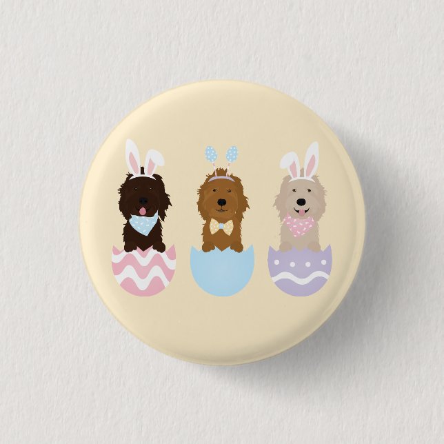 Happy Easter Goldendoodle Dogs 1 Inch Round Button (Front)