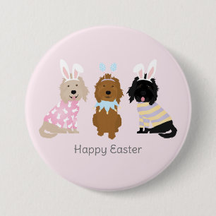 Happy Easter Goldendoodle Dogs 3 Inch Round Button