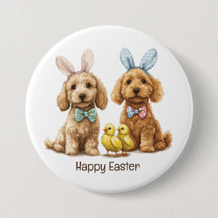 Happy Easter Goldendoodle Dogs 3 Inch Round Button