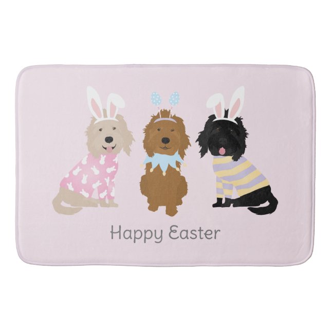 Happy Easter Goldendoodle Dogs Bath Mat (Front)