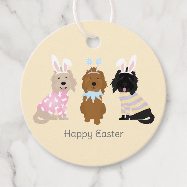 Happy Easter Goldendoodle Dogs Favour Tags (Front)