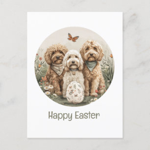 Happy Easter Goldendoodle Dogs Holiday Postcard